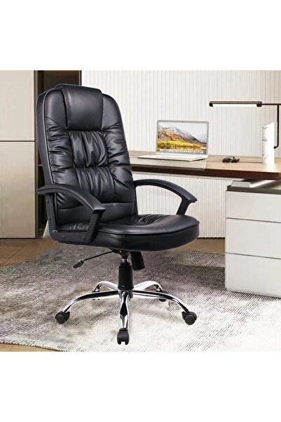 PROCART Ergonomic executive chair, adjustable height 108-118 cm, maximum load 150 kg, -leather, black