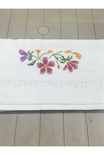 Peacock Χειροποίητη, Χειροποίητη Πετσέτα Κεντήματος Σταυροβελονιάς 50x90 Βελο...