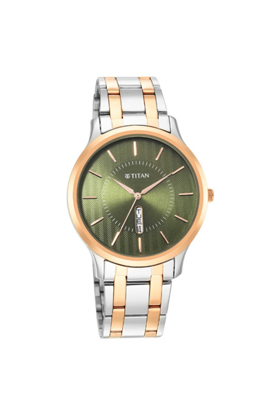Titan Men's Analog Green Dial Watch - 1825KM03