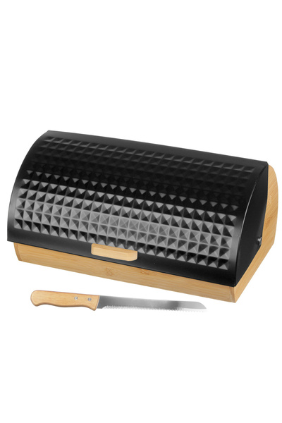 Other BAMBOO BREAD BOX WITH BREAD KNIFE 2773 BLACK