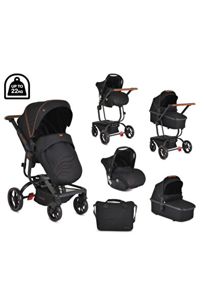 Cangaroo Cărucior pentru bebeluși 2 în 1, Ellada Negru, Pliabil Compact, Cadr...