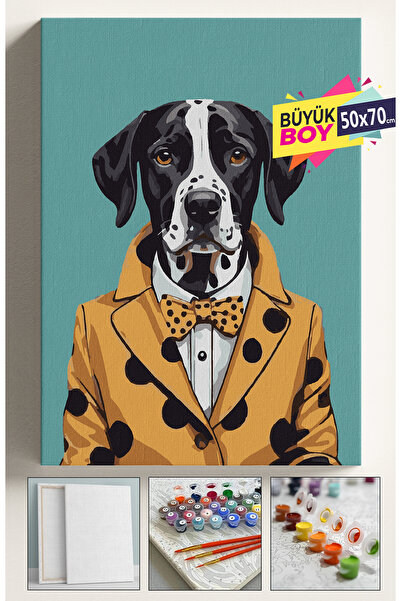 Genel Markalar Sayılarla Boyama Seti Numaralı Tuval Fırça Boya Dahil Kasnaklı Set 50x70 Cm - KÖPEK 01