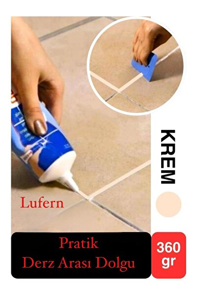 Lufern Premium Fayans Arası Krem Hazır Derz Dolgu Gaga Uç Tüp Mermer Mutfak Banyo Zemin Duvar Onarıcı