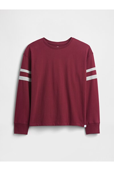 GAP Erkek Çocuk Bordo Vintage Soft Relaxed Varsity T-Shirt