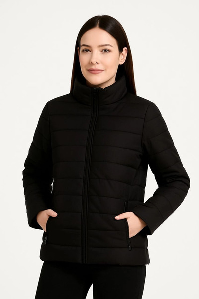 velmorafashion Velmora Bomber Mont Jacket - Water Repellent Fabric, Quilted Lining, Zippered, Winter - Black -