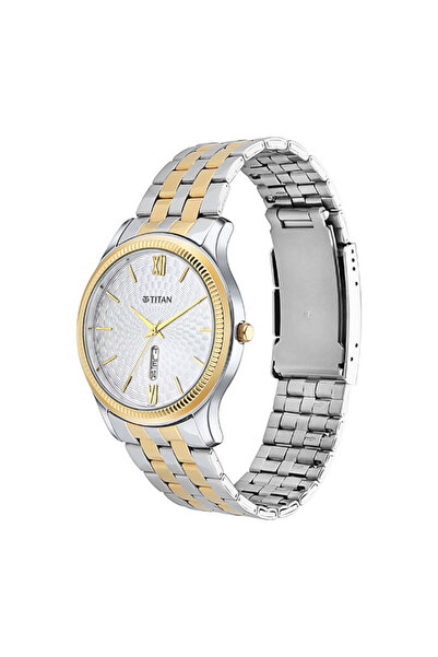 Titan Men's Analog Silver White Dial Watch - 1824BM02