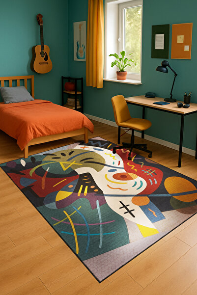 Rugs Modern Halı MOSSO Υφαντό Διακοσμητικό Χαλί με Μοτίβο Γκράφιτι και Βάση V...