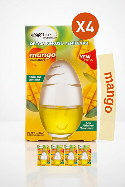 EXXTREM 4 Adet Mango Aromalı Ortam Kokusu | Küre Oda ve Araba Kokusu (4x100ml)
