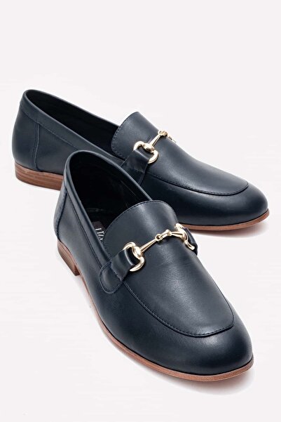 Lizy Shoes Albastru marin - Pantofi de damă din piele naturală cu cataramă me...