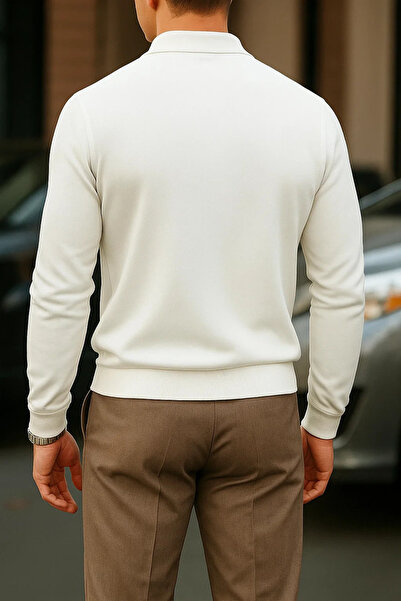 SILVANO Men's Winter Basic Loose Long Sleeve White Sweatshirt