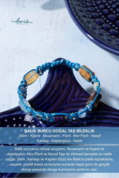 Deniz Doğal Taş سوار مكرامية من الحجر الطبيعي معتمد من برج الحوت