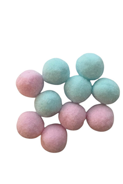 Kalben Kumaş Pembe Mavi 3 cm Ponpon 10 Adet