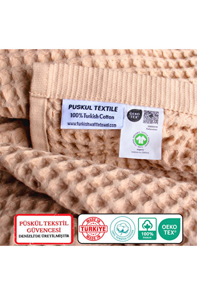 Püskül Tekstil Luxury 4-Piece Waffle Weave Towel Set (2 Bath + 2 Hand), 100% Cotton Quality Quick-Drying Towels