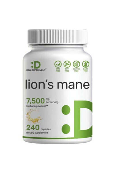 DEAL SUPPLEMENT Lion's mane 240 Capsules – Active Fruiting Body & Mycelium Ex...