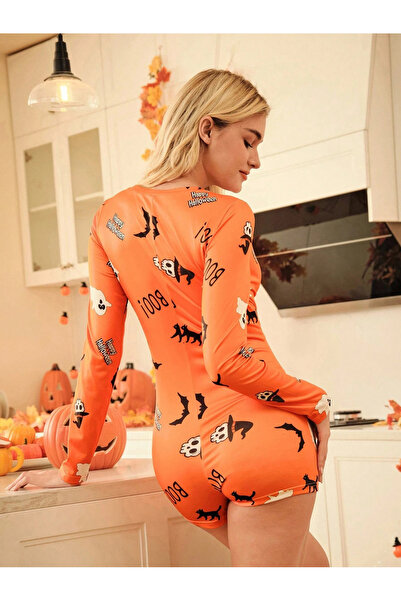 the DIFFerent Halloween Boo Long Sleeve Shorts Jumpsuit Pajamas