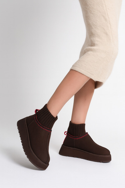 Adım Dünyası Botine mini din piele intoarsa cu blană pentru femei/fete și pap...