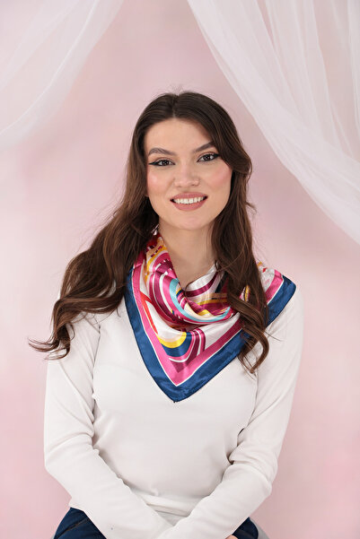 Trend Land Esarfa patrata satinata cu imprimeu abstract multicolor