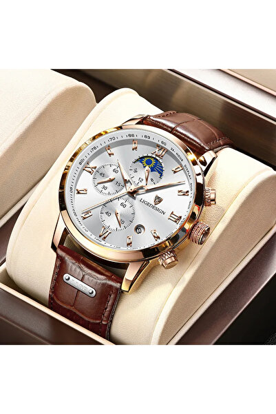 Lige Ανδρικό Ρολόι Elegant Classic Δερμάτινο Ατσάλινο Quartz Αναλογική Ημερομηνία