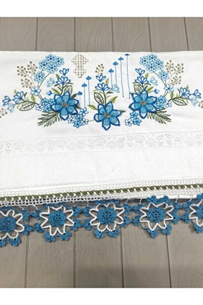 Peacock El Yapımı , El işi Güpürlü Oyalı Nakışlı Havlu 50x90 Premium Pamuklu 240gr