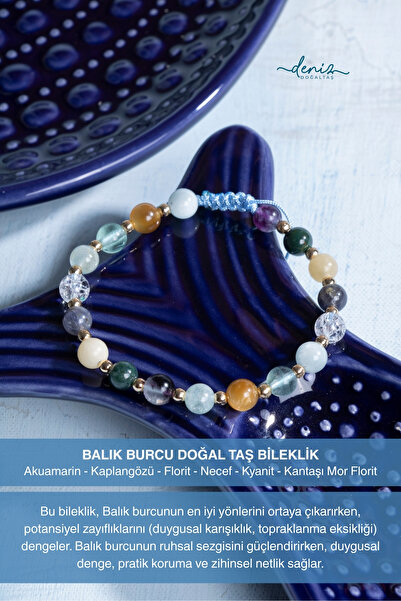 Deniz Doğal Taş سوار مكرامية من الحجر الطبيعي معتمد من برج الحوت