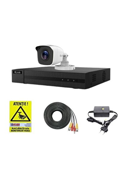 Hilook Kit de supraveghere Hikvision, 1 cameră 2MP, IR 20m, DVR cu 4 canale, 2MP, autocolant Rovision
