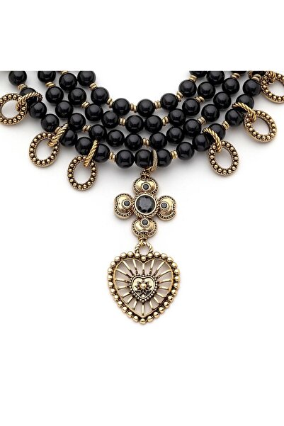 Mon Reve Sacred Heart Oniks Doğal Taş Kalp Charm Kolye