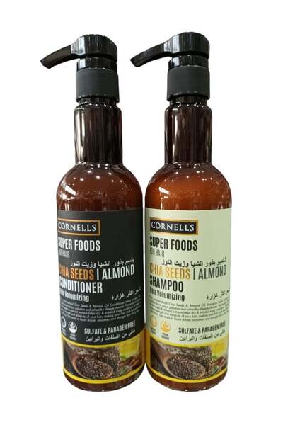 Cornells Shampoo 500ml and Conditioner 500ml Chia Seed and Almond Oil for thicker hair, free from sulfates and parabens