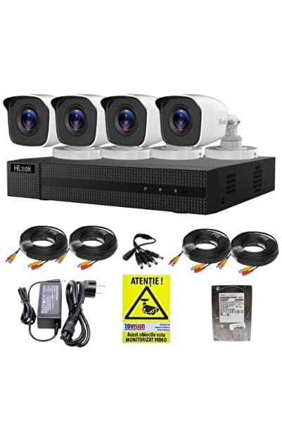 Hilook Sistem de supraveghere cu 4 camere Full HD de exterior de 2MP, DVR, accesorii, HDD 500GB