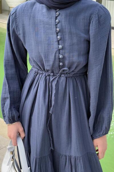 lamelif Φόρεμα Hijab με κορδόνι στη μέση Navy Blue