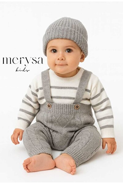 Merysa KAZAKLI BERELİ GRİ TULUM TAKIM ERKEK BEBEK