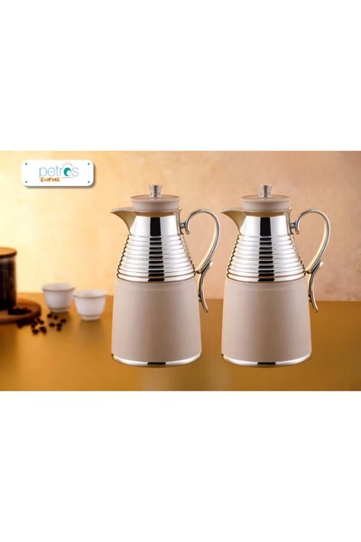PETROS Petrus 1+1 Liter Tea and Coffee Thermos Set with Golden Handle