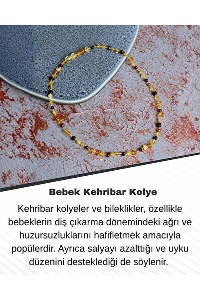 Saff Doğal Taş Bebek Kehribar Kolye