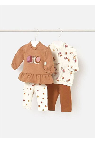 MAYORAL Baby Girl 4-Piece Top and Bottom Set Cinnamon 2710