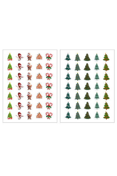 Bimotif Karışık 175 adet yılbaşı sticker seti, 5 sayfa