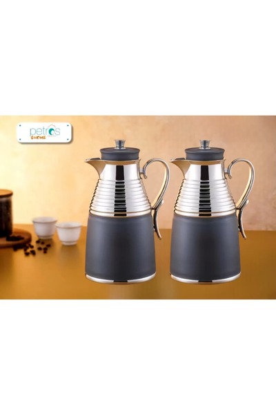 PETROS Petrus 1+1 Liter Tea and Coffee Thermos Set with Golden Handle