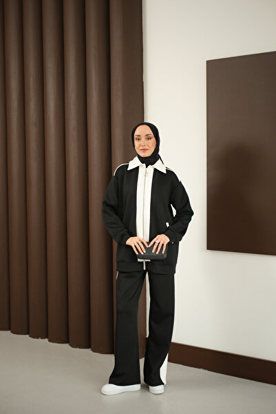 LOCCO Women's Side Stripe Double Suit Black