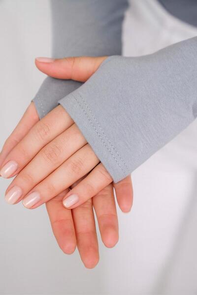 hashtag Finger Detailed Women's Bodysuit – Long Sleeve Set of 2 |   Flexible and Soft Fabric |   2 Pack