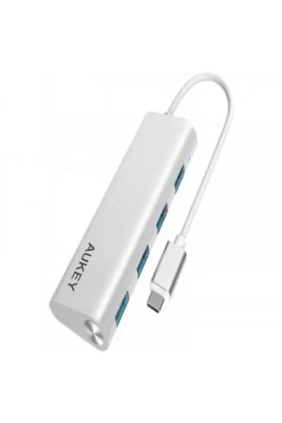 AUKEY أوكي محول نقل بيانات 4 مخارج USB مع USB Type-C - فضي