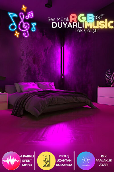 luciole Renkli Ses Kontrollü RGB LED Lamba – Kumandalı Aplik / Abajur Işık Ef...