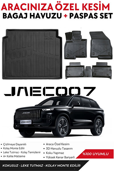 ko kaliteoto Jaecoo 7 4X2 2024-2025 Model Bagaj Havuzu+Paspas Takımı Full Takım