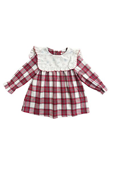 Ozmoz By Mukadder Özden Plaid Red Winter Little Girl Dress