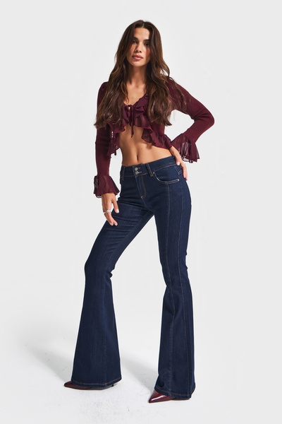 its basic Жіночі джинси кольору індиго 7w5-50 Midrise Flare Fit Еластична еластанова тканина Середня талія Джинси