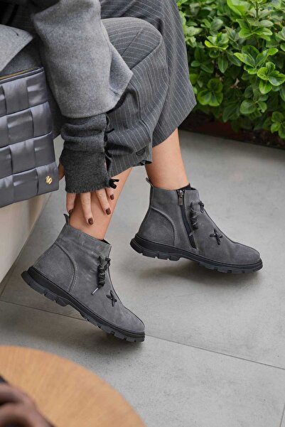 SHOEMOL SKB-002 Atomic Gri Süet Kadın Bot
