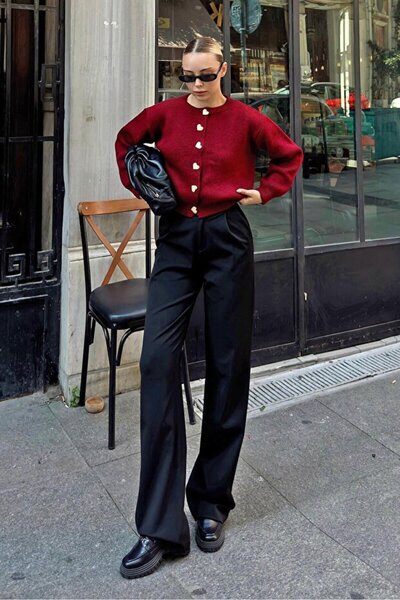 LENAFASHİON LenaSTYLE cardigan with golden heart buttons