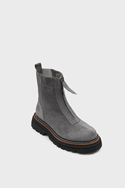 SHOEMOL SKB-090 Gri Süet Kadın Bot