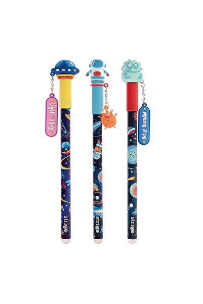 Strigo Σετ 3 στυλό με γόμα, Space, SSC161