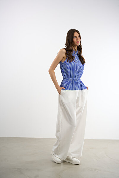 HANIQA Shirt Detailed Design Jumpsuit