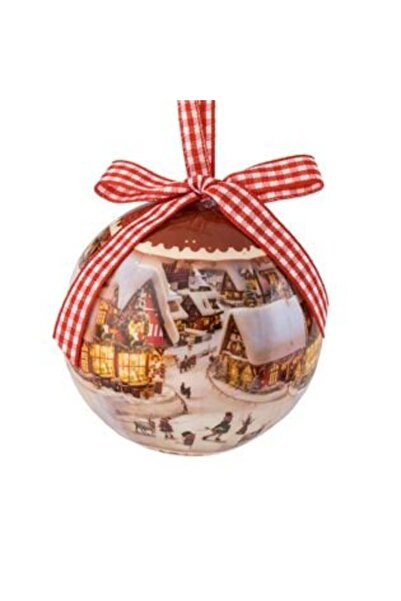 OEMN Christmas Tree Ornament Vintage Snowy Village Globe Ø7.5 cm