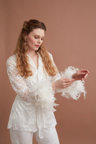 Marpessa Lace and Fur Detailed Pajama Set