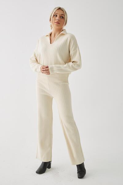 Fashion Friends Polo Neck Knitwear Set Ecru